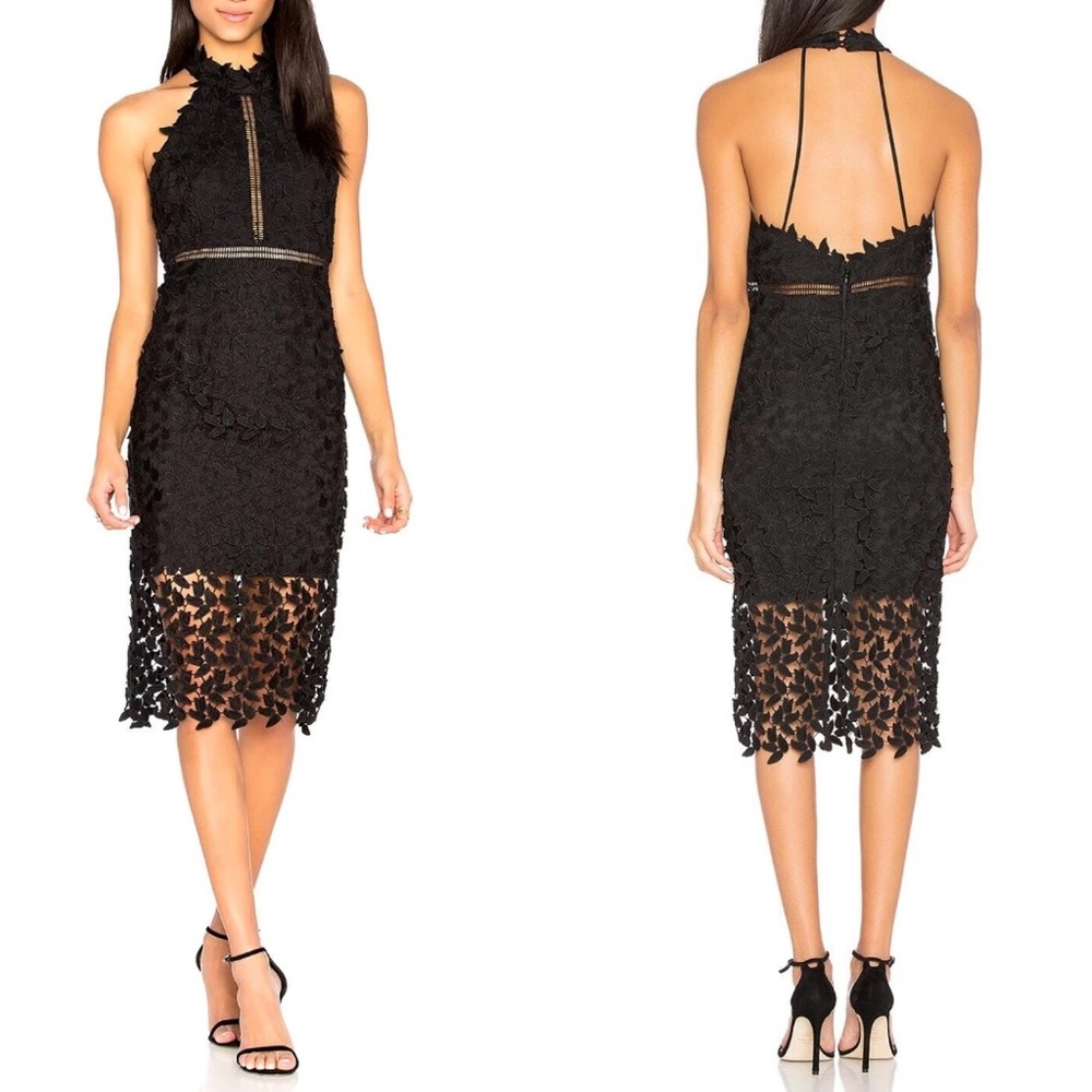 Revolve Brand Bardot Gemma Lace Halter Midi Dress